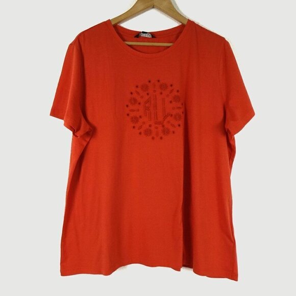 Ralph Lauren Logo Top Women's 2X Orange Embroidered Short Sleeve - Picture 1 of 8